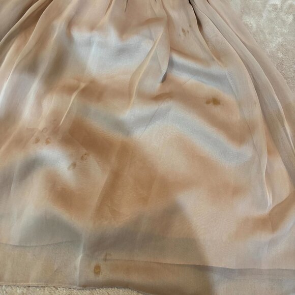 Embellished Chiffon Sleeveless Party Dress – Beige/Nude – Beaded Waistband – XS - Picture 2 of 6